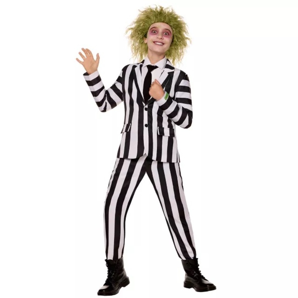 Beetlejuice costume YOUTH Large (10-12) WIG included